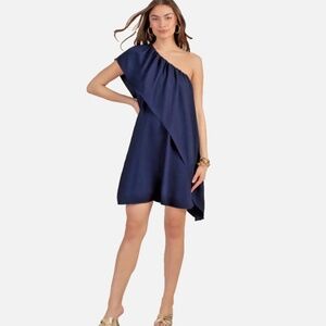 TRINA TURK |  “Satisfied Dress” Ruffle One Shoulder Shift Dress